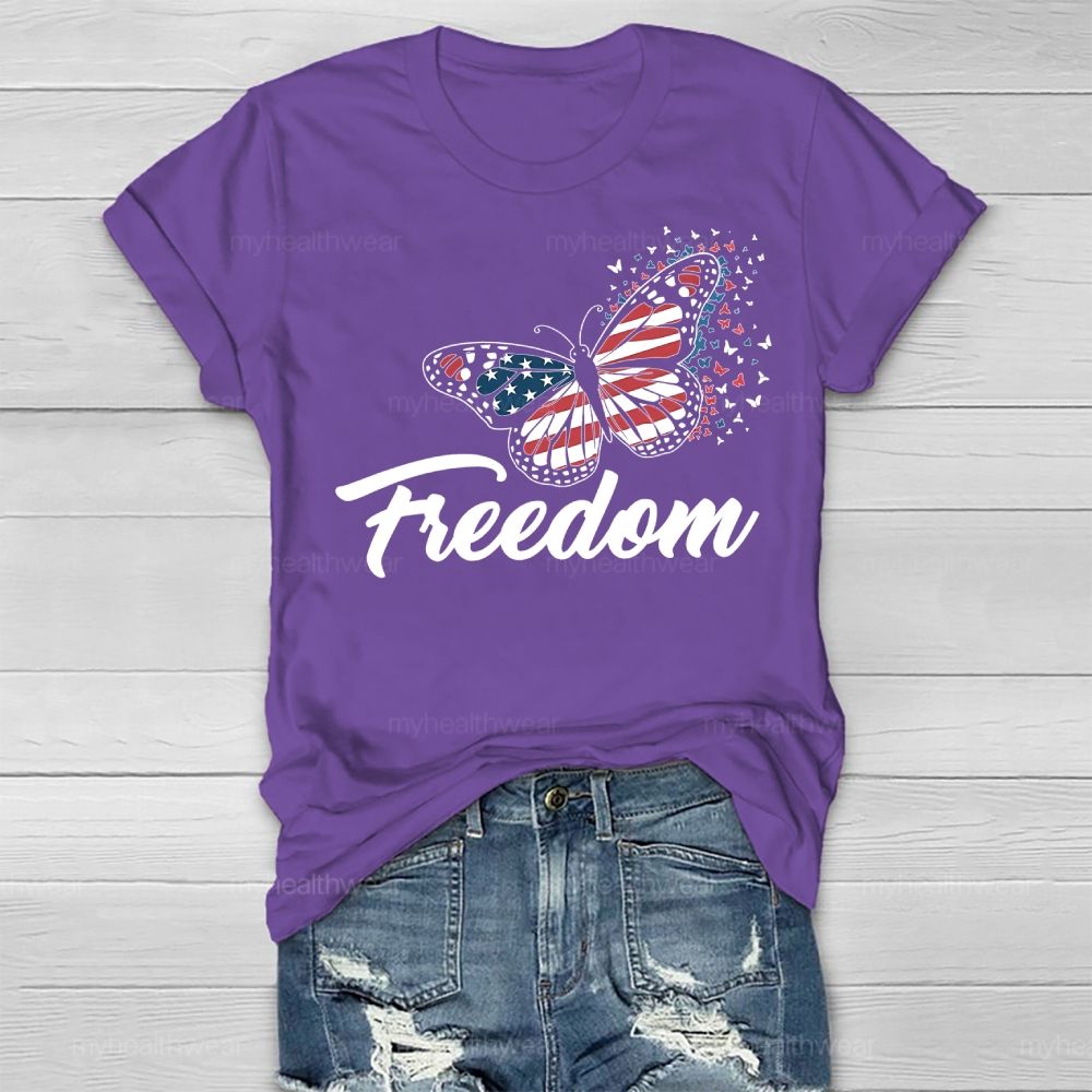 Freedom Butterfly Flag Healthwear T-shirt
