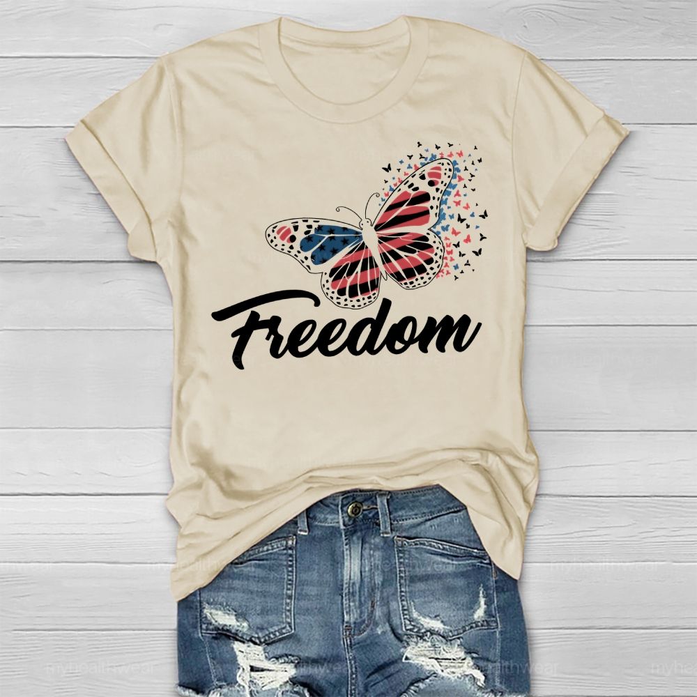 Freedom Butterfly Flag Healthwear T-shirt
