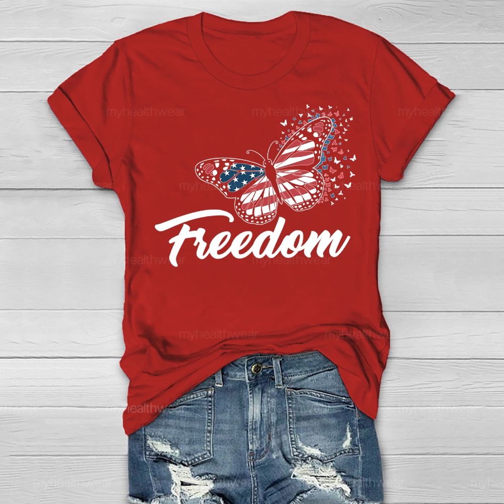 Freedom Butterfly Flag Healthwear T-shirt