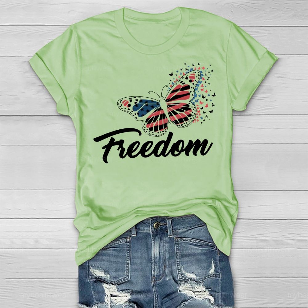 Freedom Butterfly Flag Healthwear T-shirt