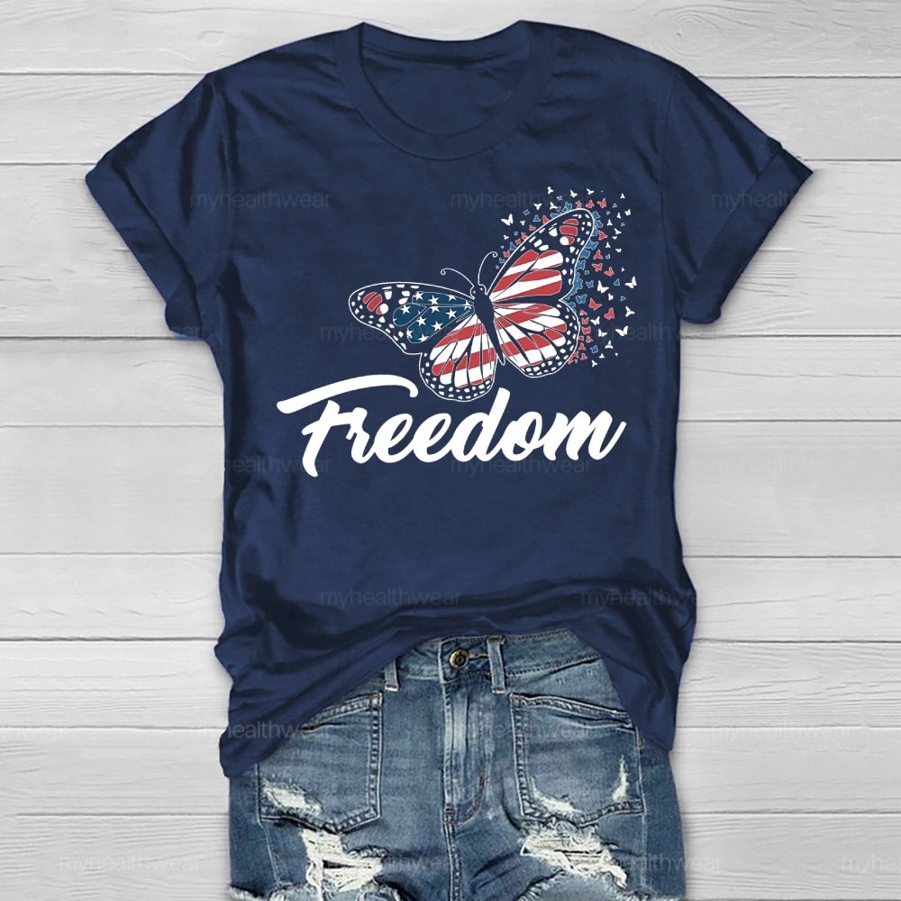 Freedom Butterfly Flag Healthwear T-shirt