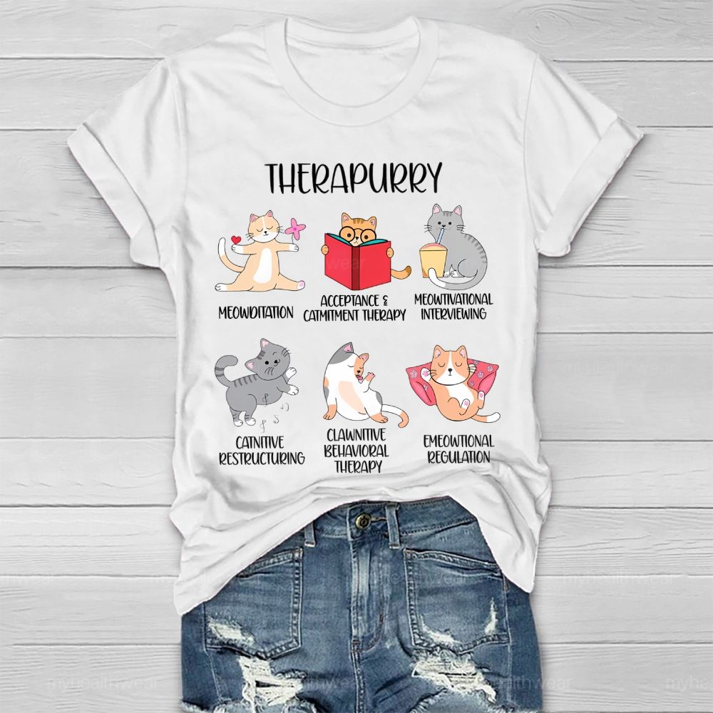 Therapurry Funny Cat Healthwear T-shirt