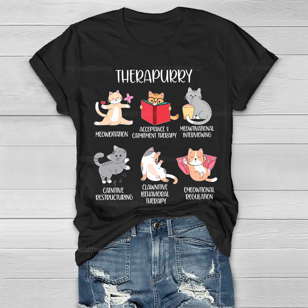 Therapurry Funny Cat Healthwear T-shirt