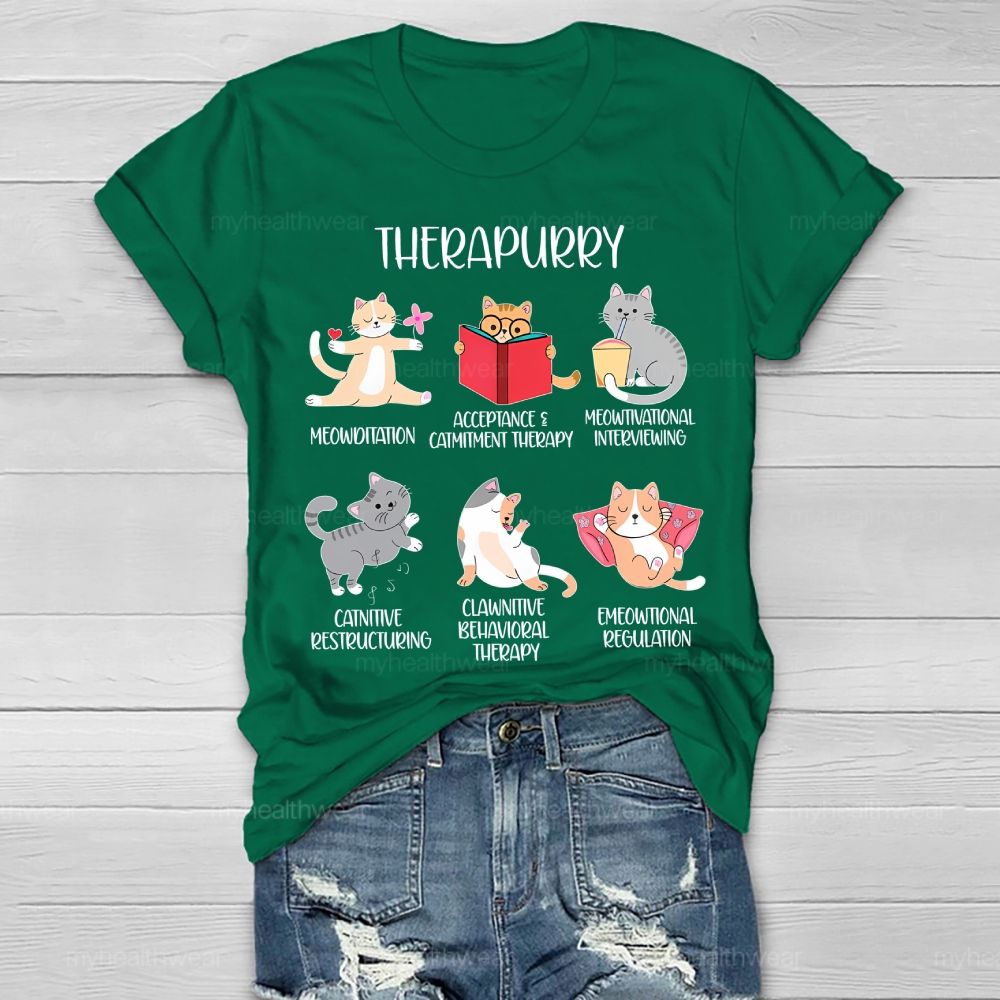 Therapurry Funny Cat Healthwear T-shirt