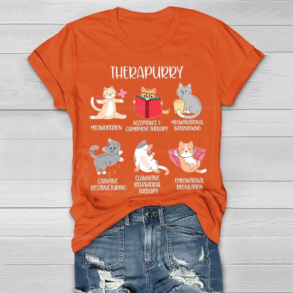 Therapurry Funny Cat Healthwear T-shirt