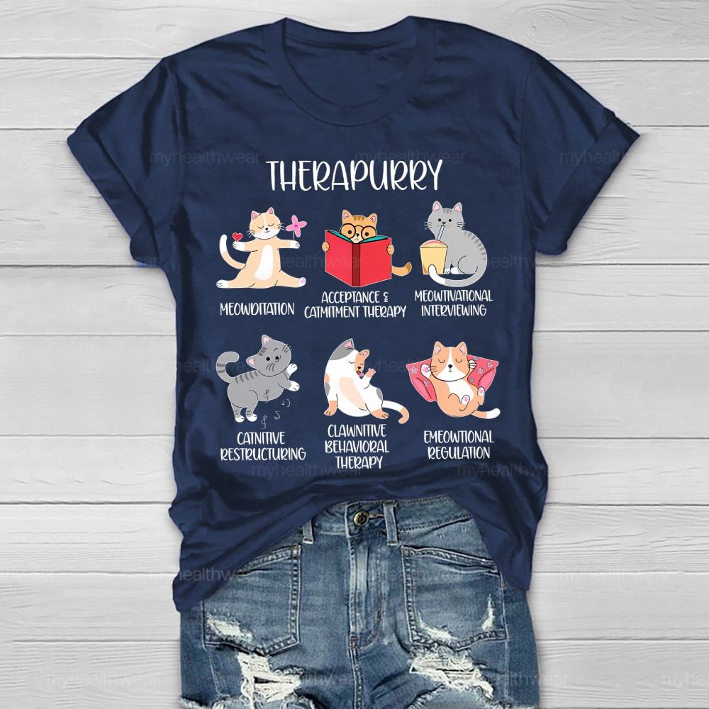 Therapurry Funny Cat Healthwear T-shirt