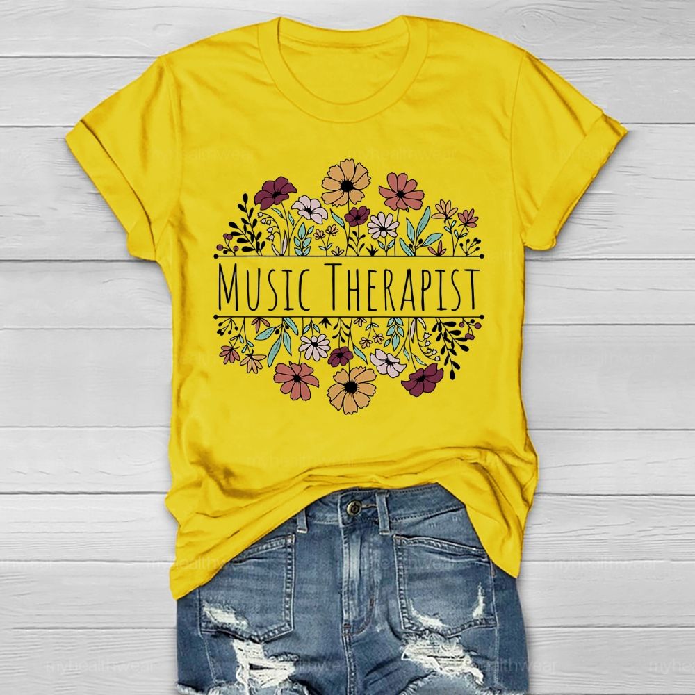 Music Therapist Flower Healthwear T-shirt