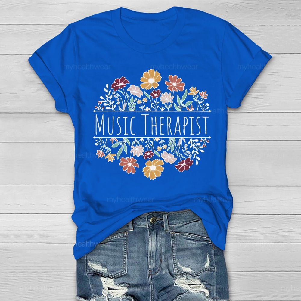 Music Therapist Flower Healthwear T-shirt