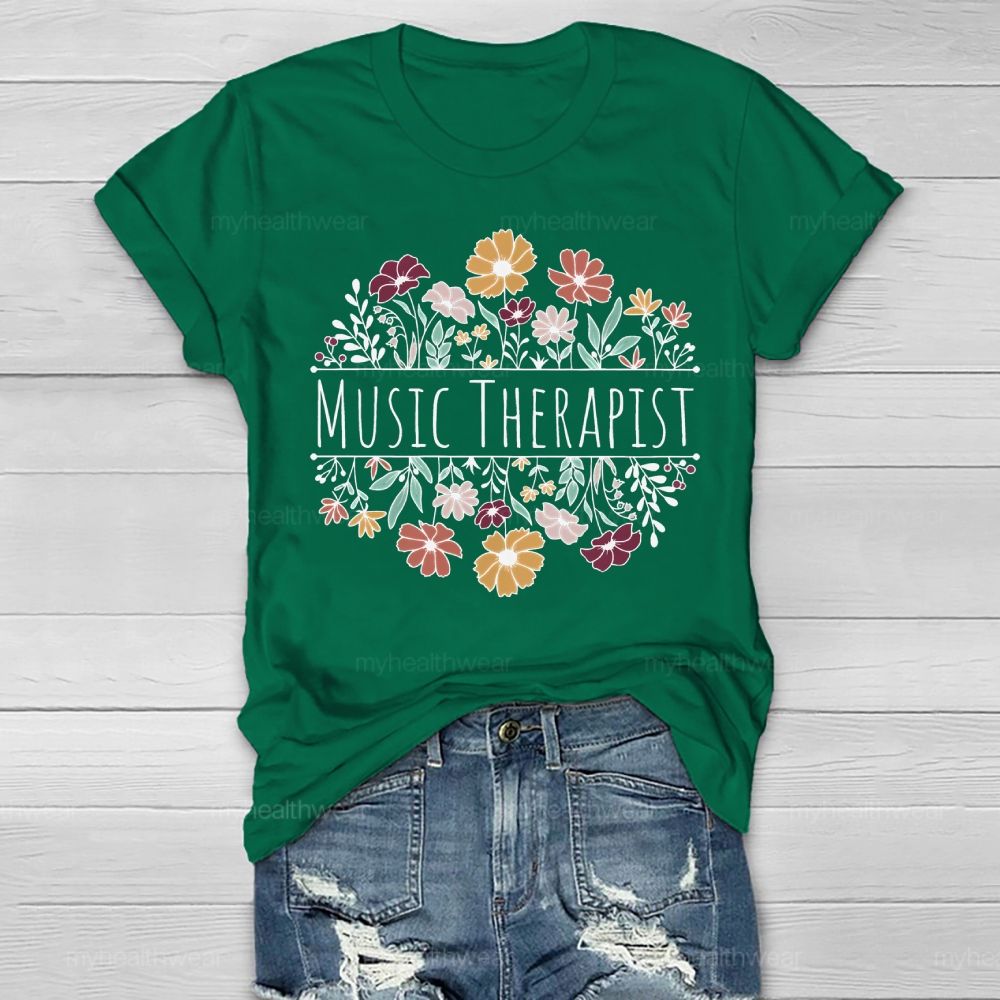 Music Therapist Flower Healthwear T-shirt