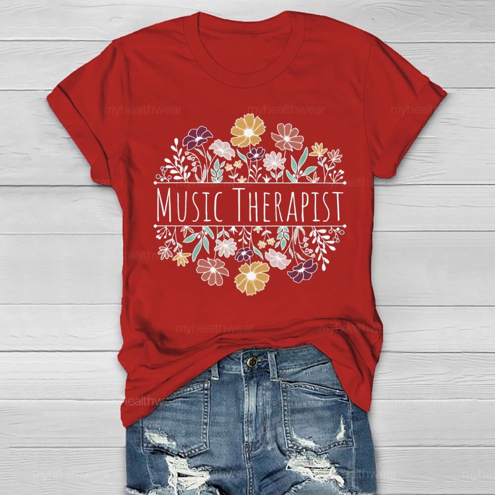 Music Therapist Flower Healthwear T-shirt