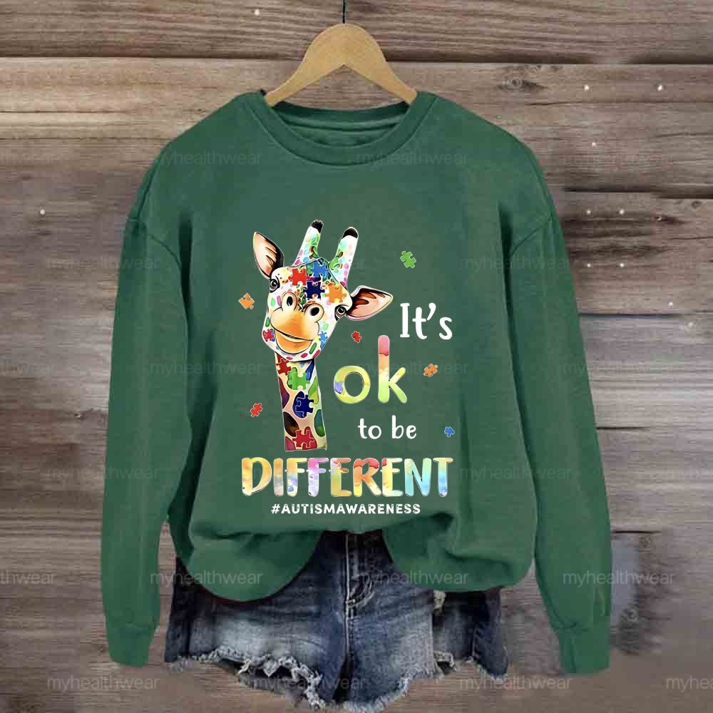 It's Ok To Be Different Autism Awareness Colorful Giraffe Sweatshirt