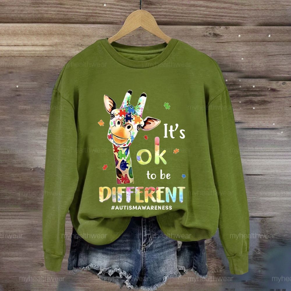 It's Ok To Be Different Autism Awareness Colorful Giraffe Sweatshirt