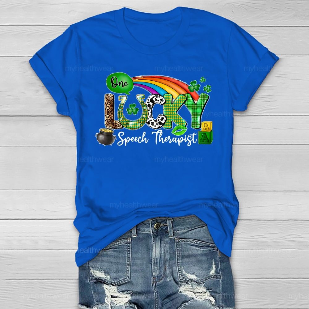 One Lucky Speech Therapist  Healthwear T-shirt