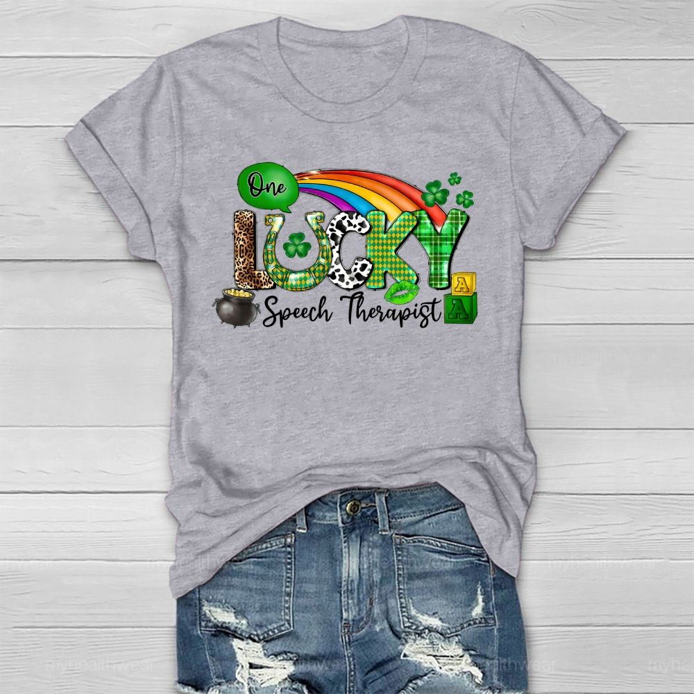 One Lucky Speech Therapist  Healthwear T-shirt