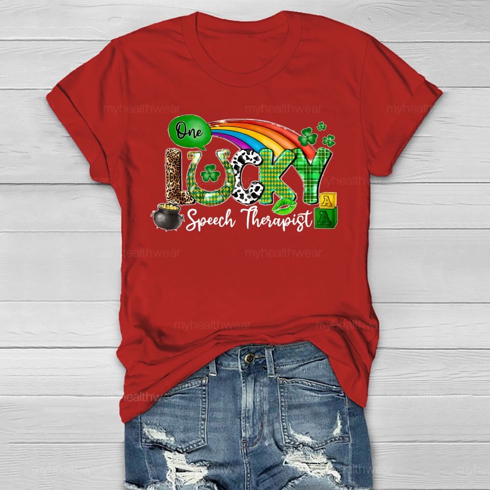 One Lucky Speech Therapist  Healthwear T-shirt