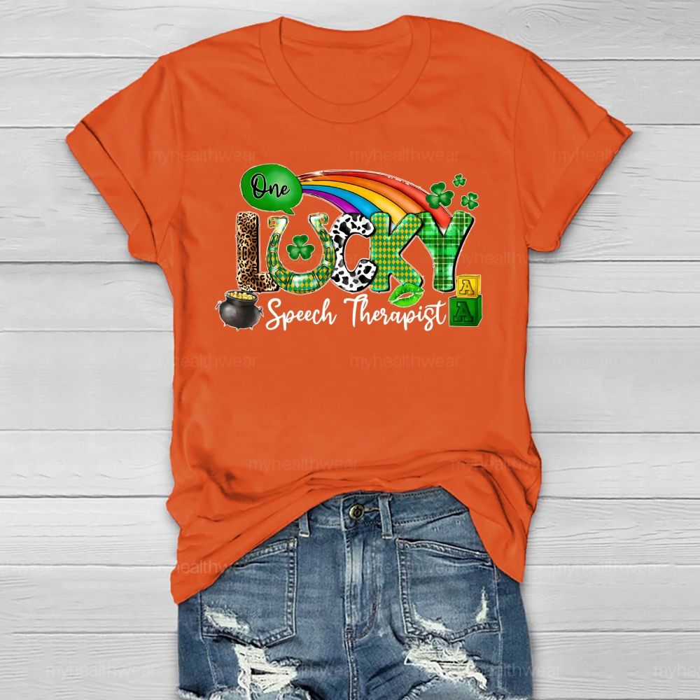 One Lucky Speech Therapist  Healthwear T-shirt