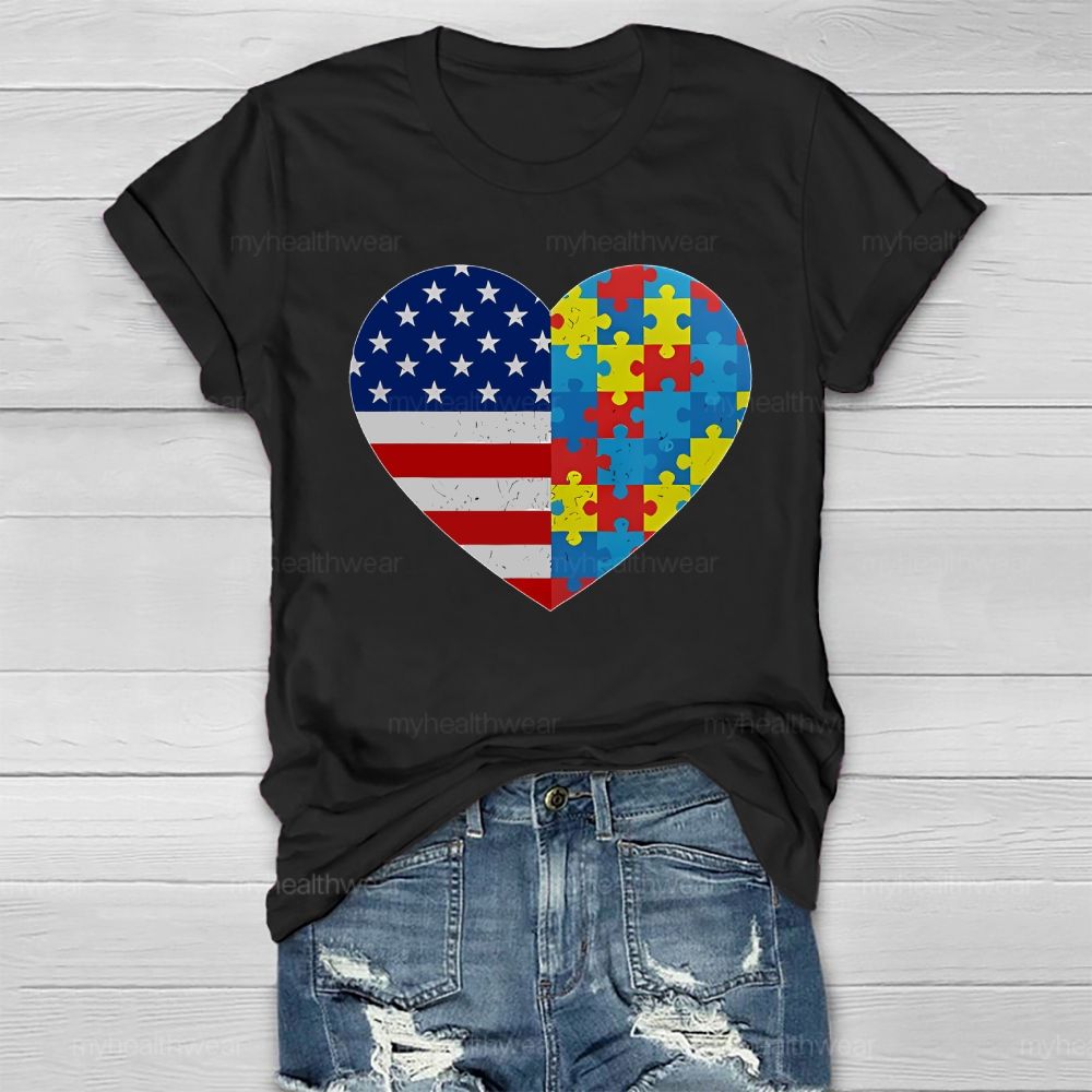 Autism Flag Heart Healthwear T-shirt