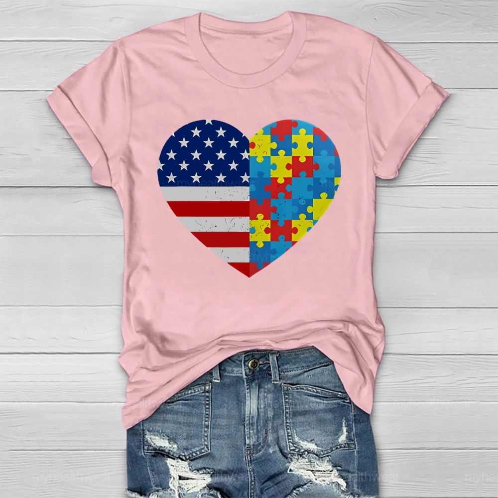 Autism Flag Heart Healthwear T-shirt