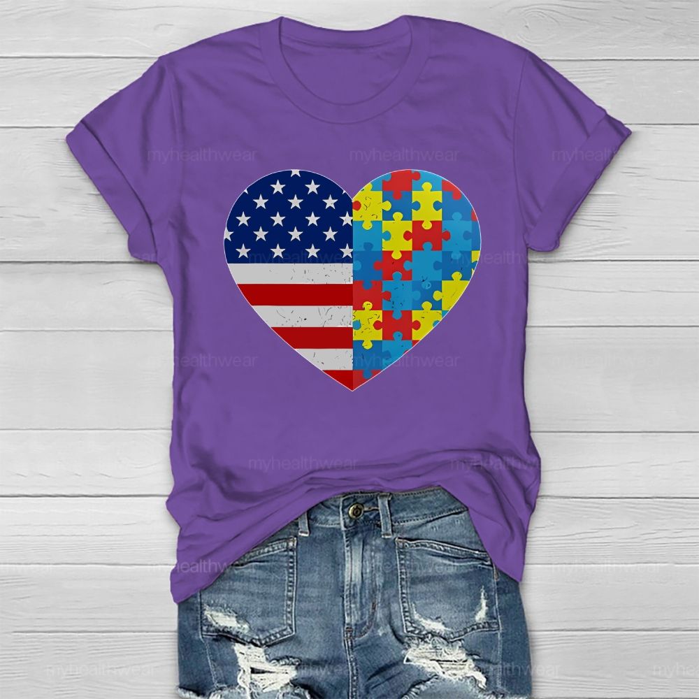 Autism Flag Heart Healthwear T-shirt