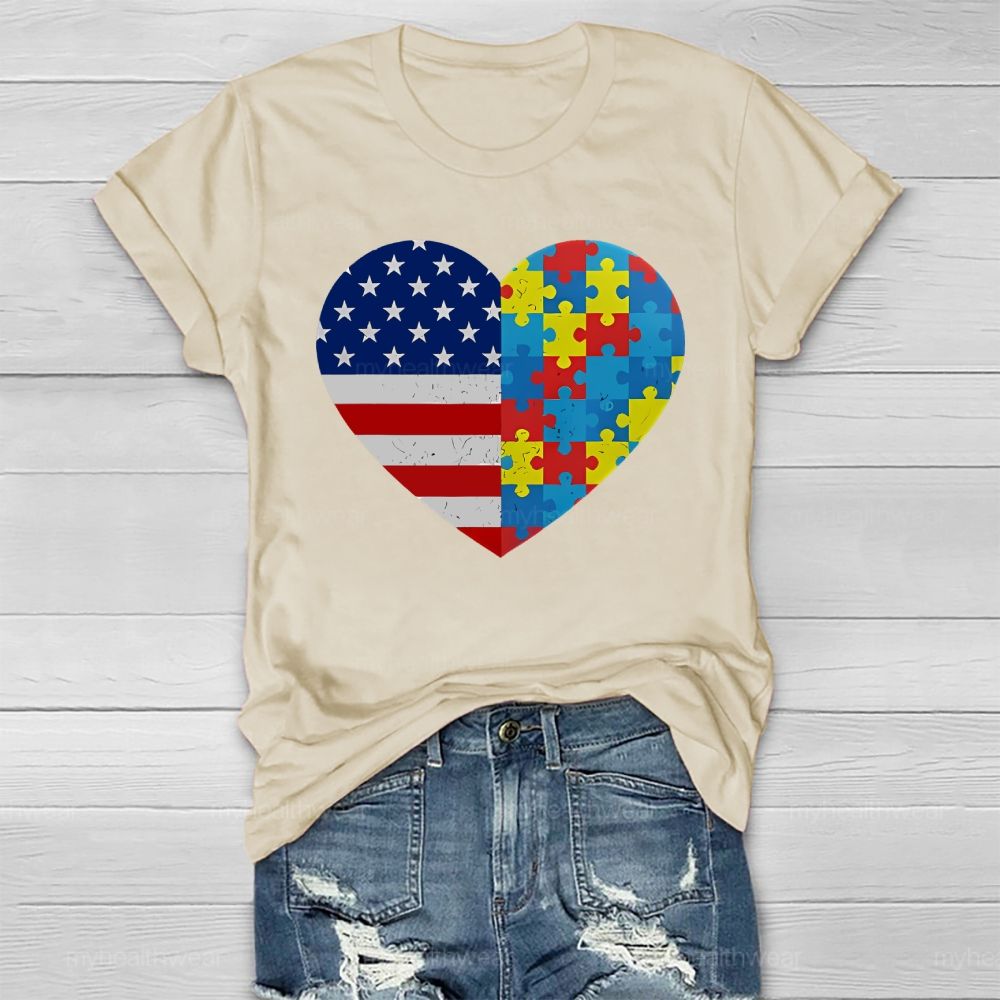 Autism Flag Heart Healthwear T-shirt