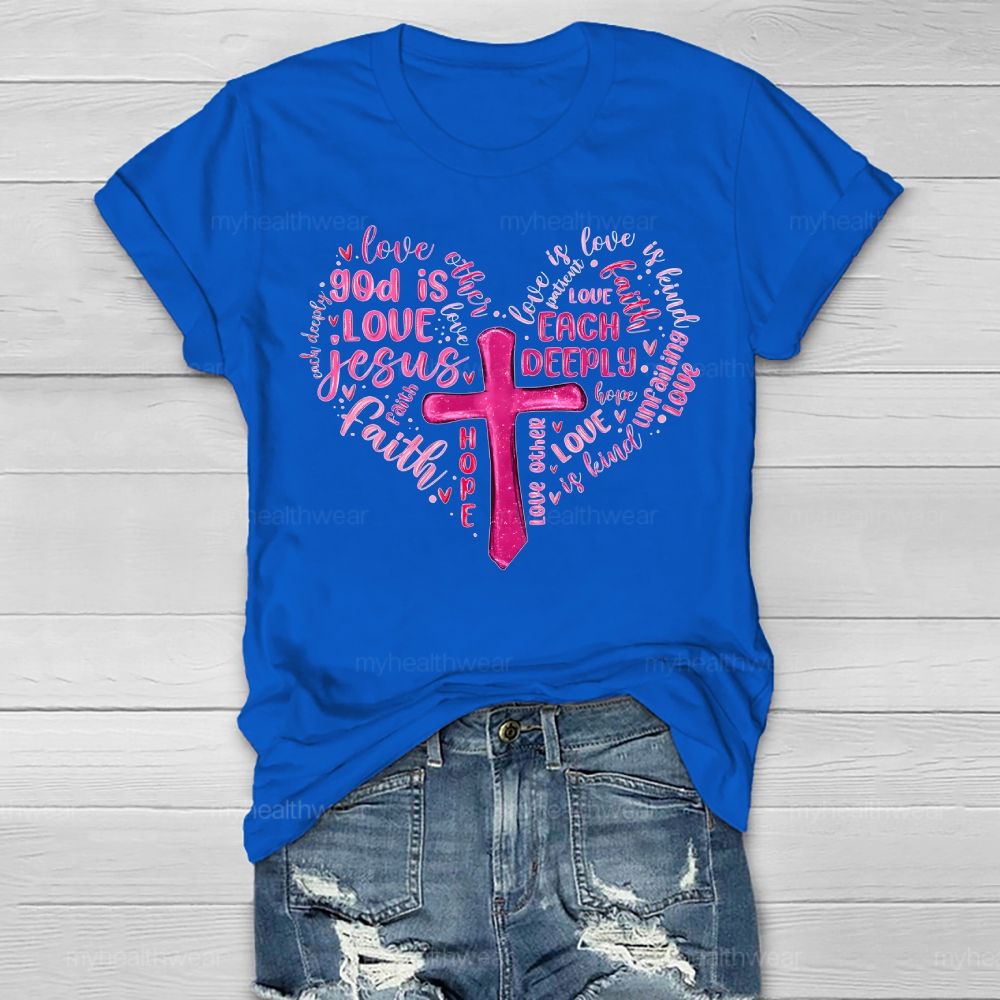 God Is Love Jesus Cross Healthwear T-shirt