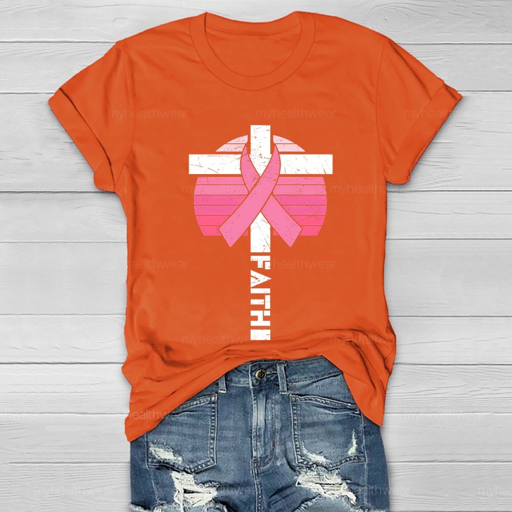 Faith Cross Pink Ribbon Healthwear T-shirt