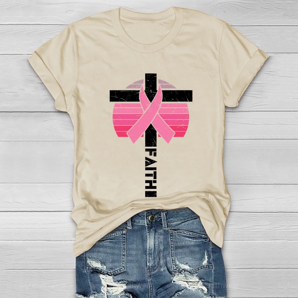 Faith Cross Pink Ribbon Healthwear T-shirt