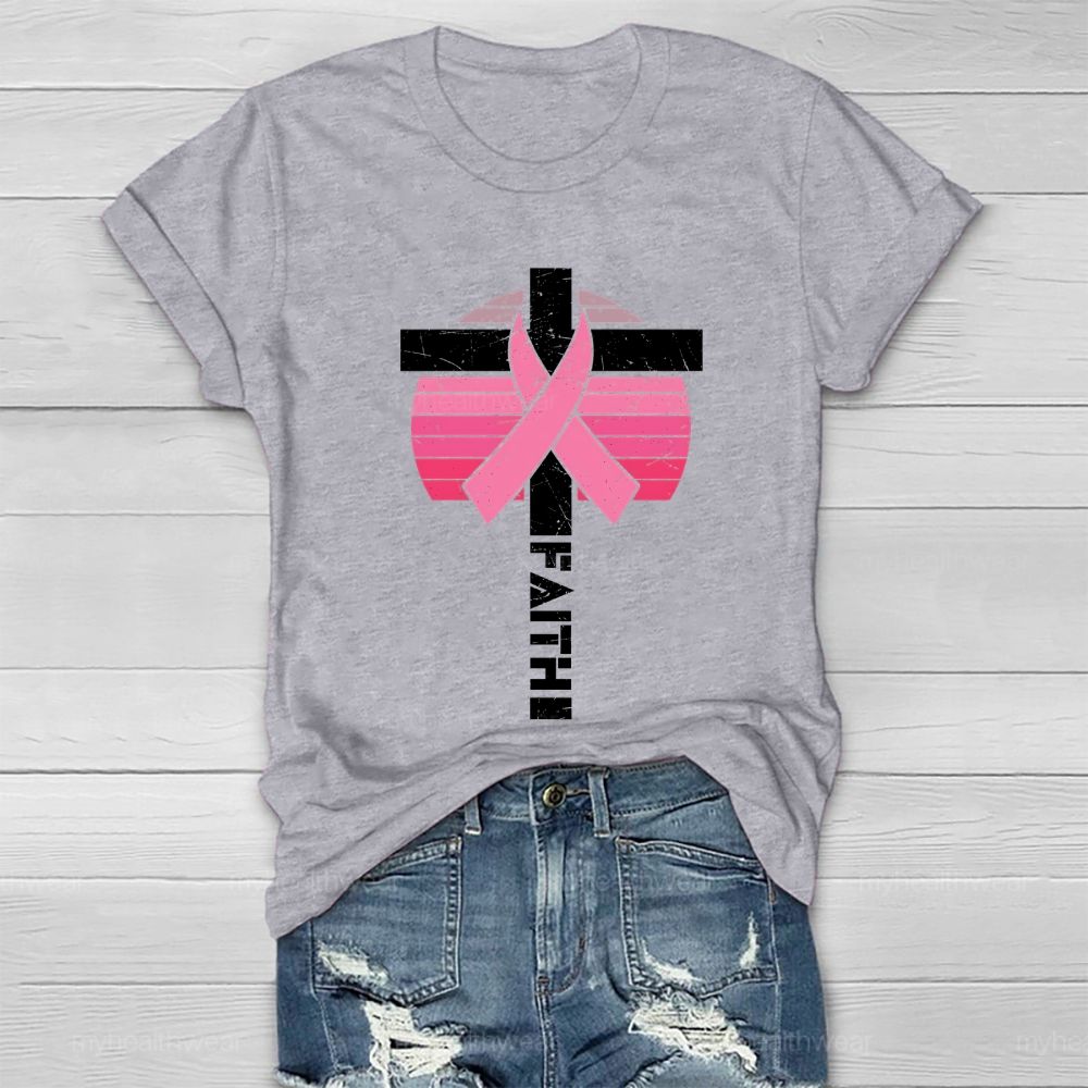 Faith Cross Pink Ribbon Healthwear T-shirt