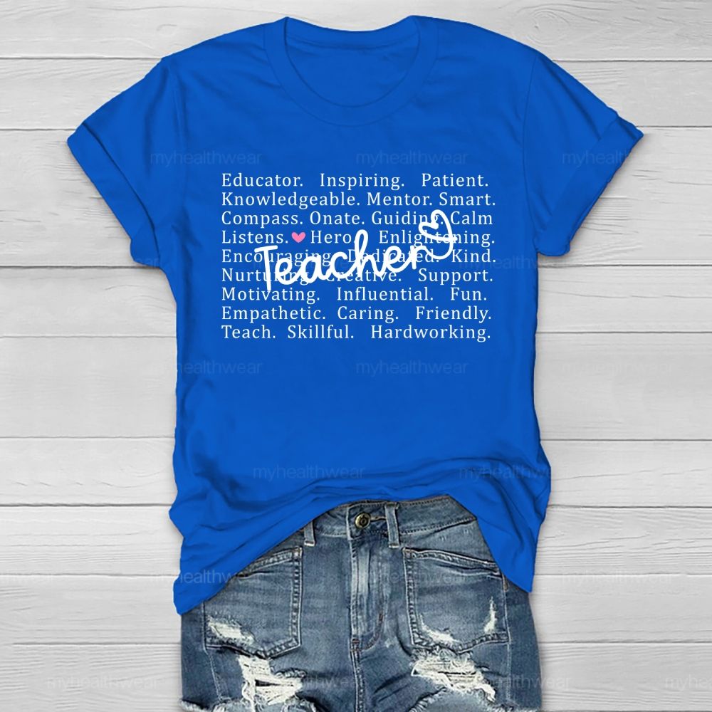 Teacher Letter Pattern Healthwear T-shirt