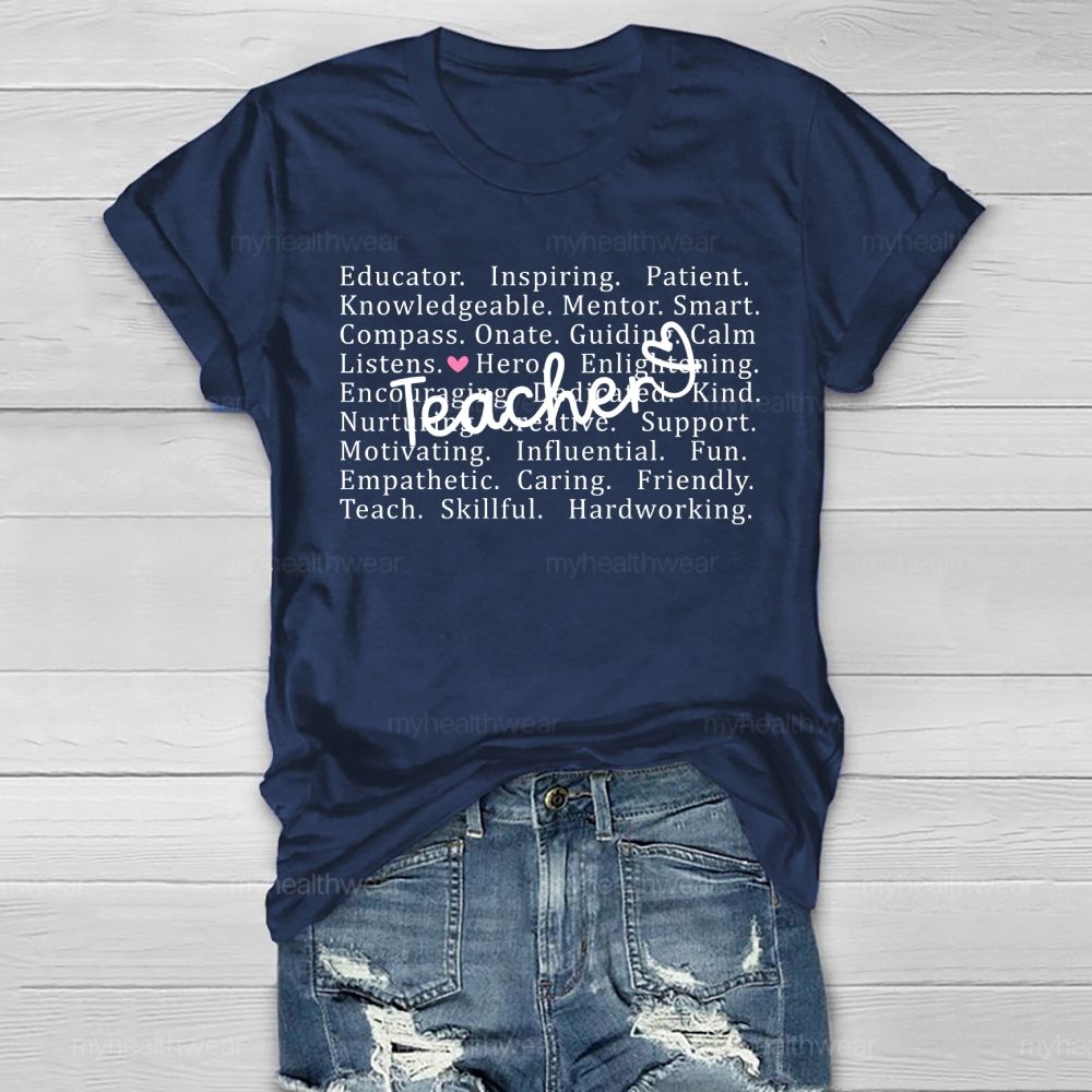 Teacher Letter Pattern Healthwear T-shirt