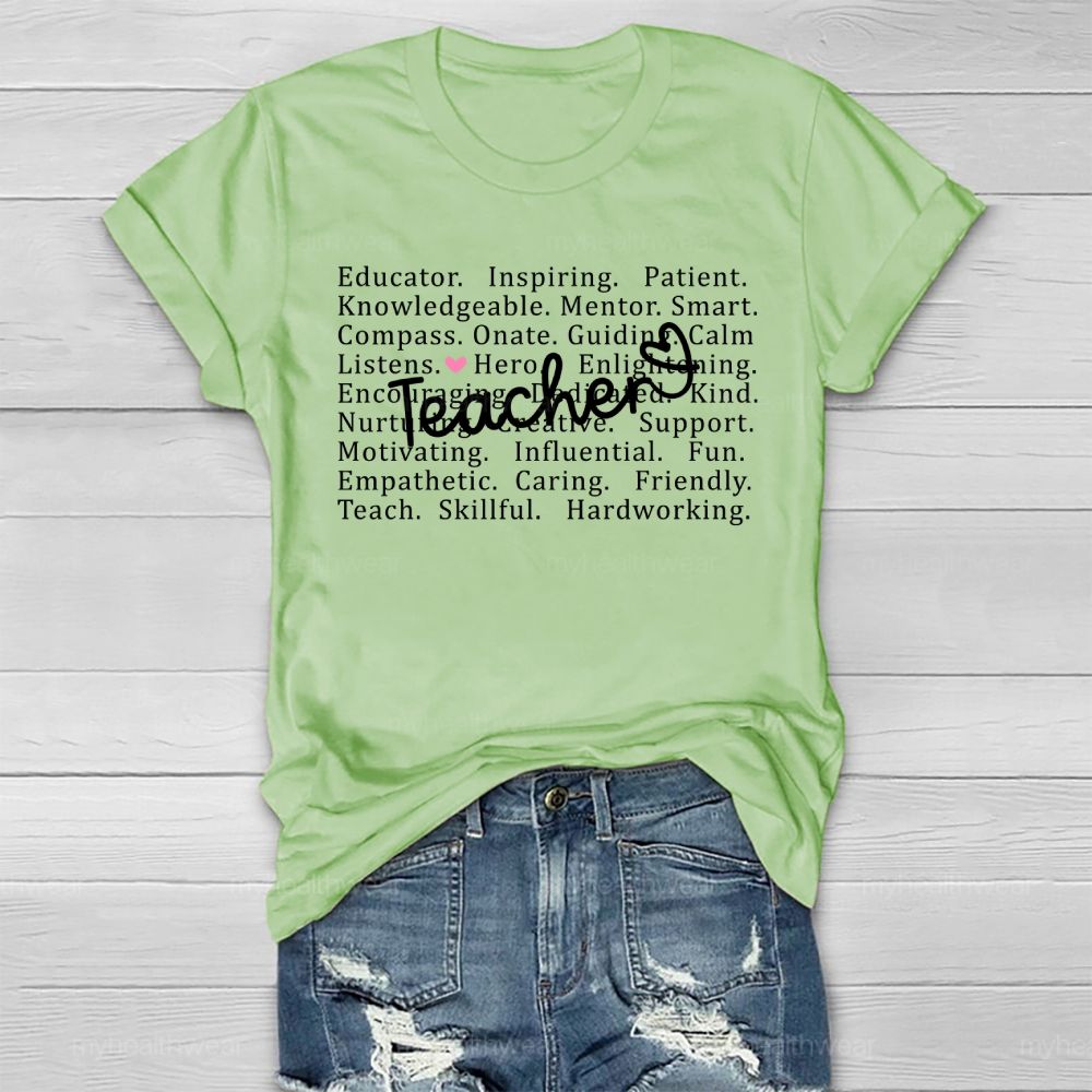 Teacher Letter Pattern Healthwear T-shirt