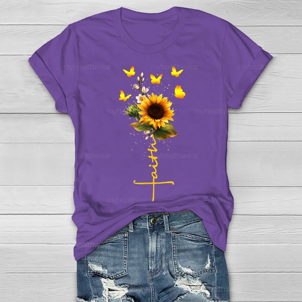 Faith Sunflower Butterfly Healthwear T-shirt