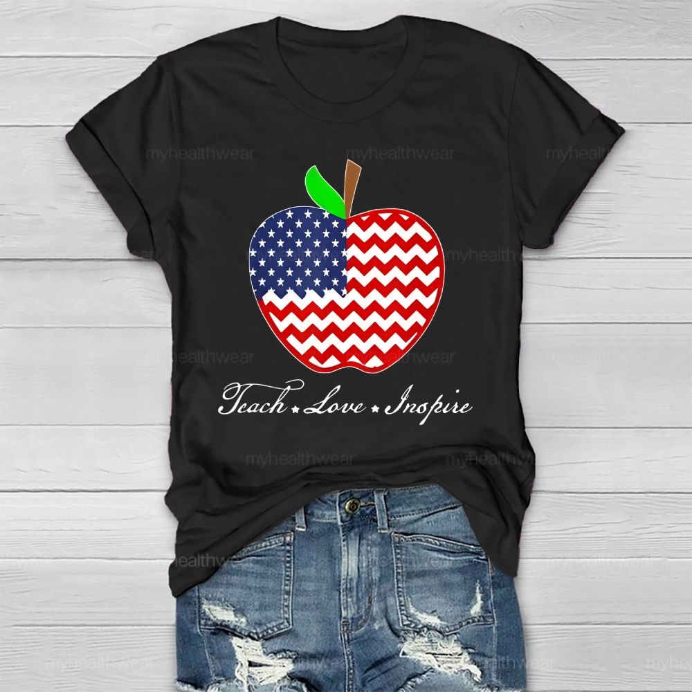Teach Love Inspire Flag Apple Healthwear T-shirt