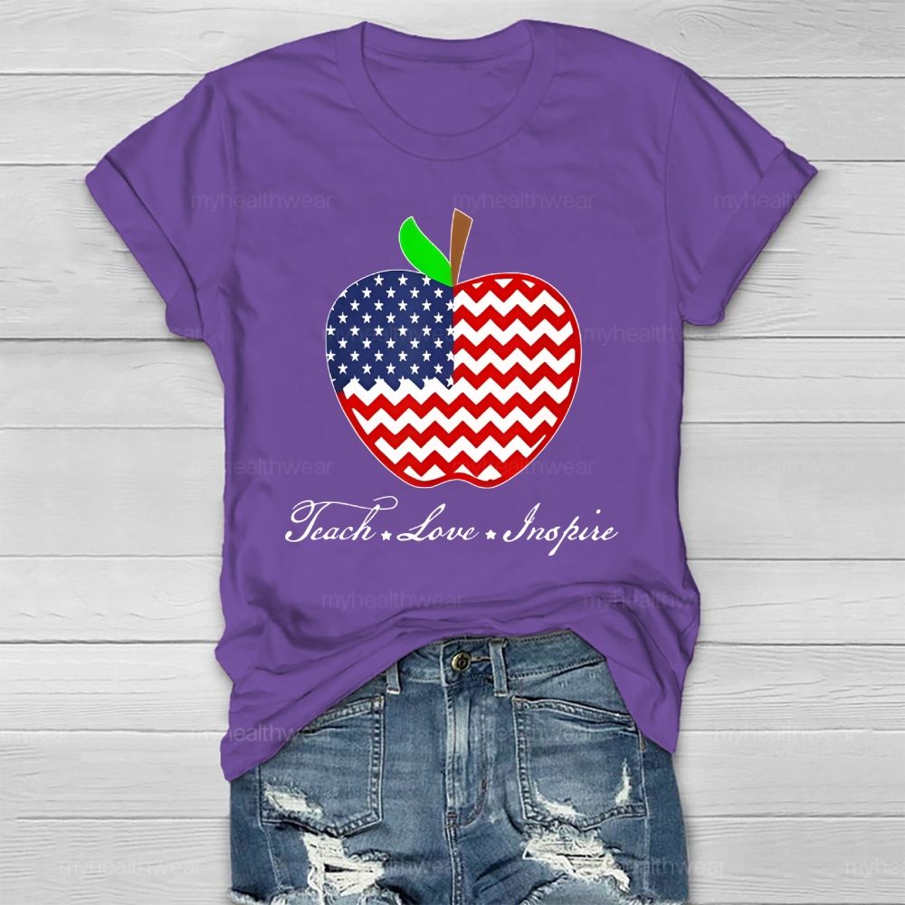 Teach Love Inspire Flag Apple Healthwear T-shirt