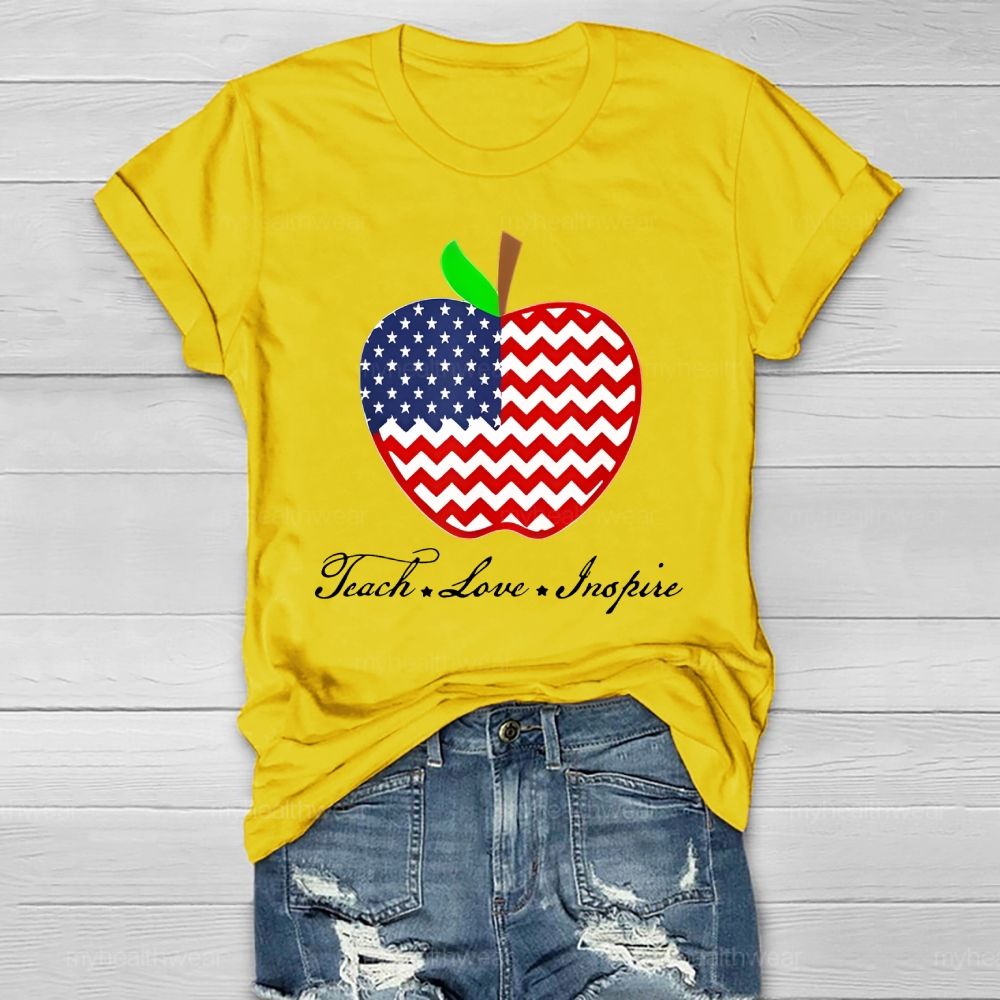 Teach Love Inspire Flag Apple Healthwear T-shirt