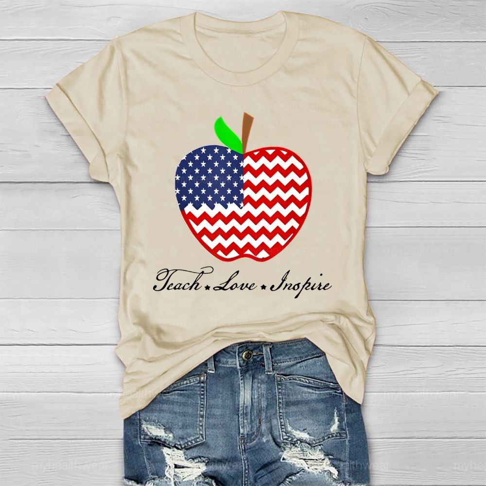 Teach Love Inspire Flag Apple Healthwear T-shirt