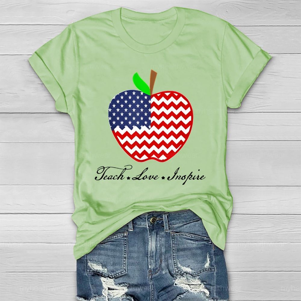Teach Love Inspire Flag Apple Healthwear T-shirt