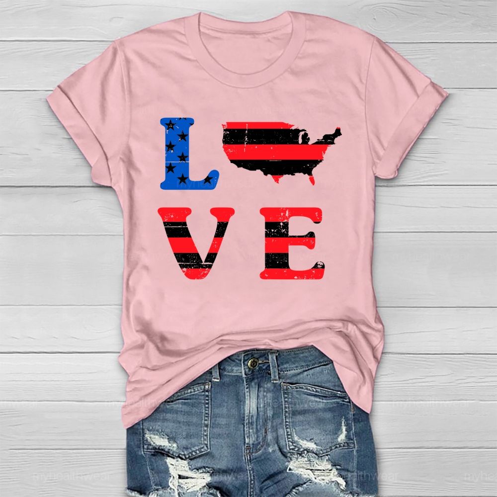 Love Flag Star Healthwear T-shirt
