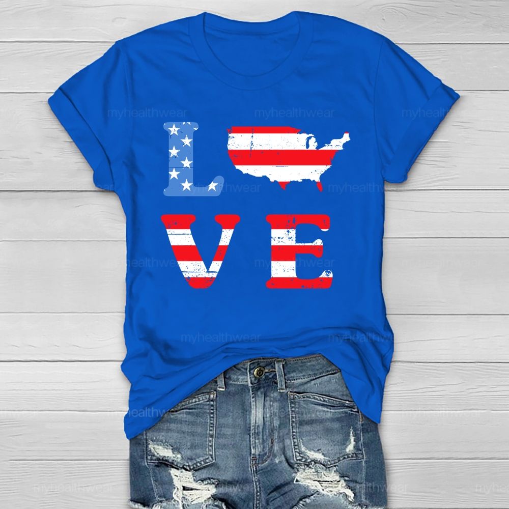 Love Flag Star Healthwear T-shirt
