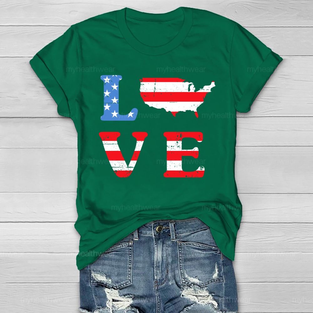 Love Flag Star Healthwear T-shirt