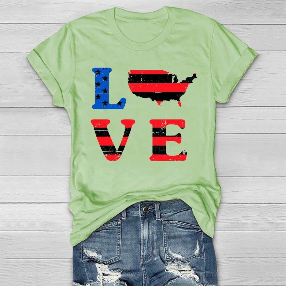 Love Flag Star Healthwear T-shirt