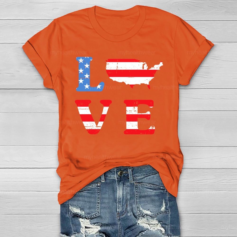 Love Flag Star Healthwear T-shirt