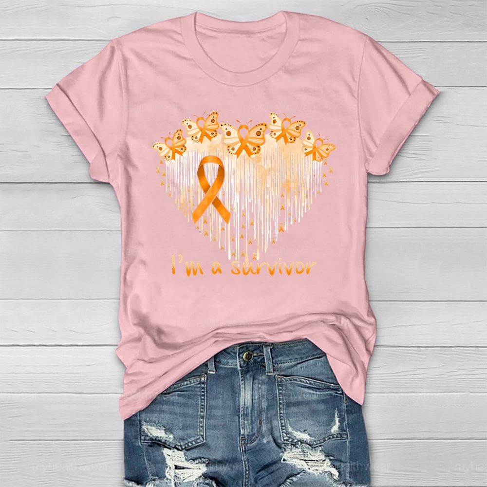 I'm A Survivor Orange Ribbon Butterfly Healthwear T-shirt
