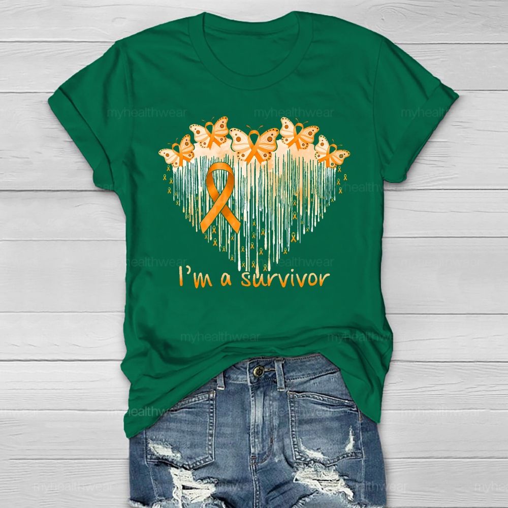 I'm A Survivor Orange Ribbon Butterfly Healthwear T-shirt