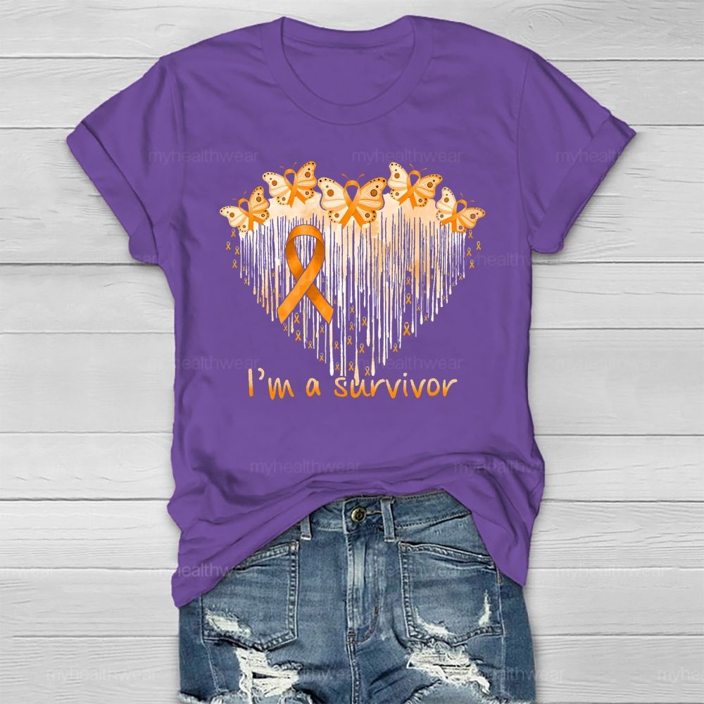 I'm A Survivor Orange Ribbon Butterfly Healthwear T-shirt