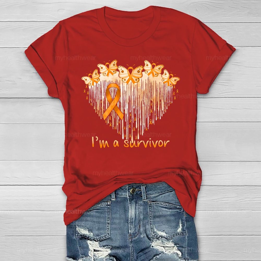 I'm A Survivor Orange Ribbon Butterfly Healthwear T-shirt