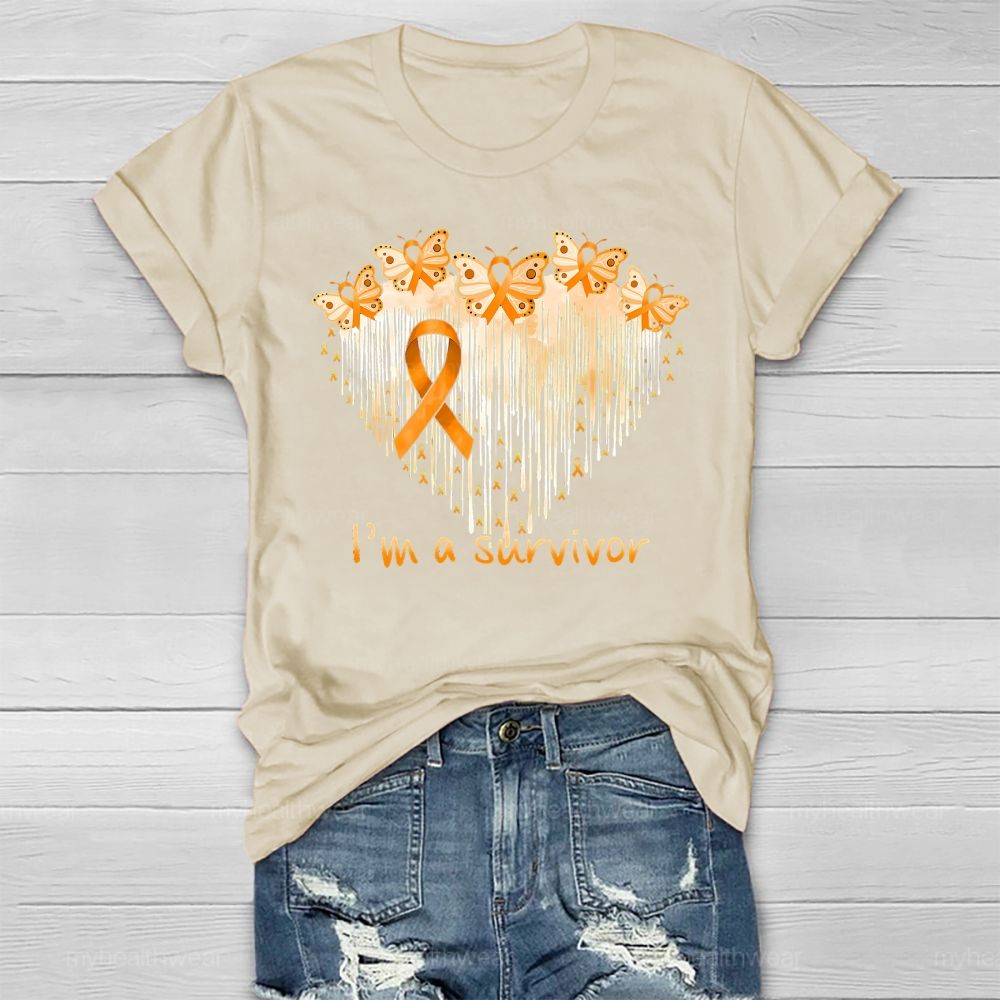I'm A Survivor Orange Ribbon Butterfly Healthwear T-shirt
