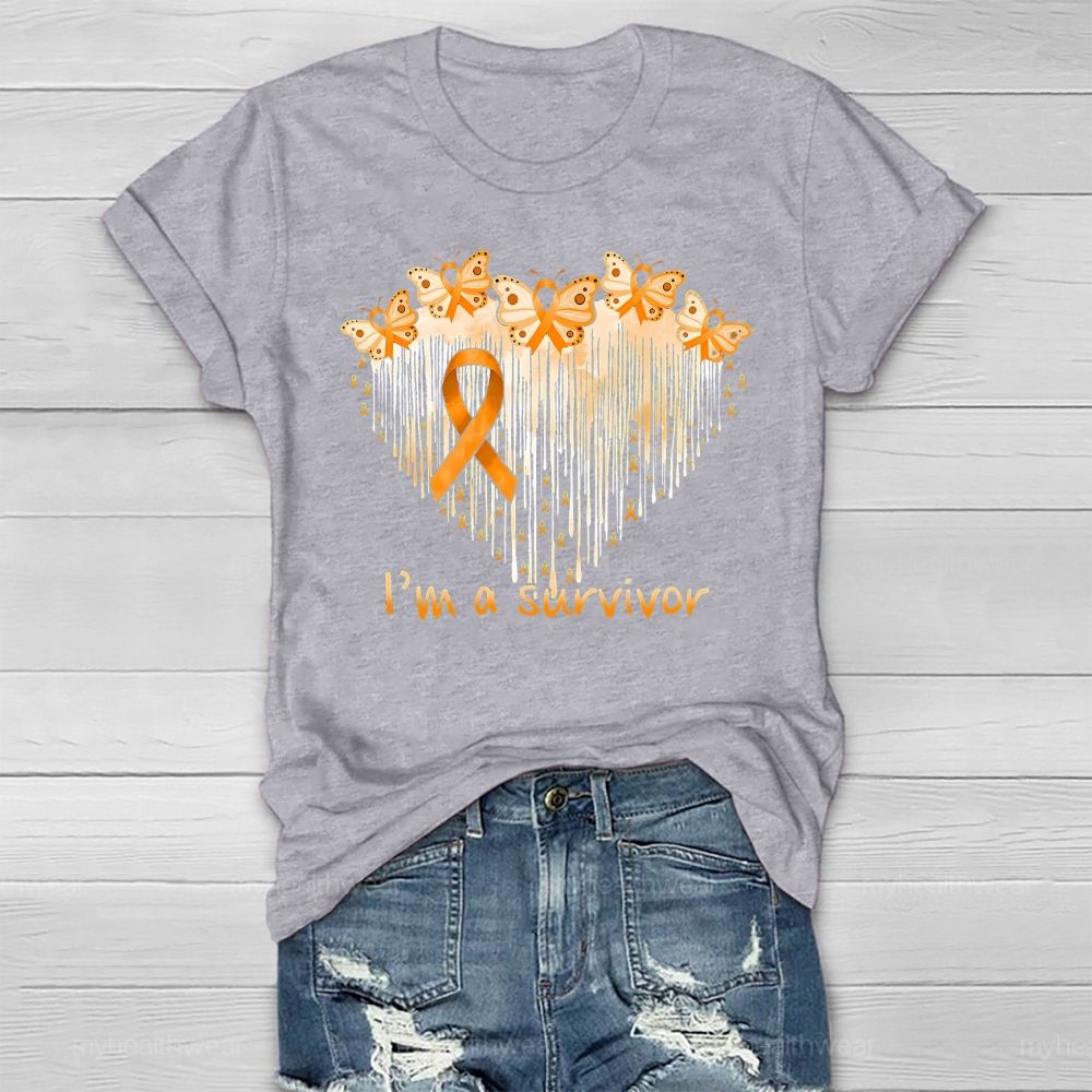I'm A Survivor Orange Ribbon Butterfly Healthwear T-shirt