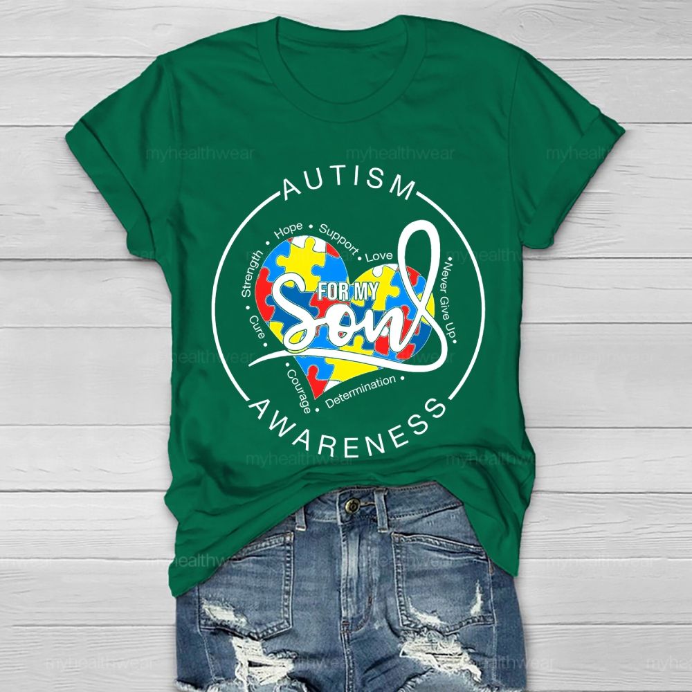 Autism Awareness For My Son Love Puzzle  Healthwear T-shirt