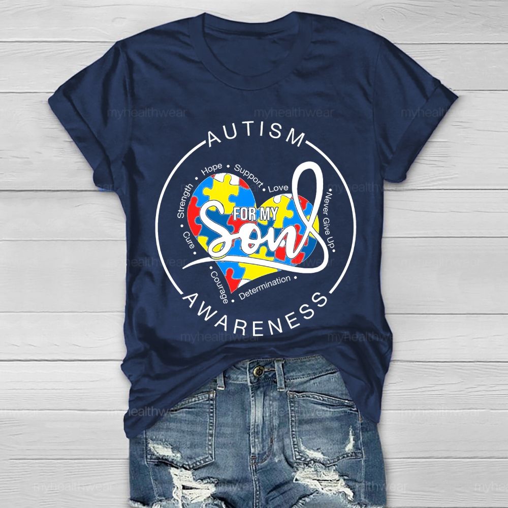 Autism Awareness For My Son Love Puzzle  Healthwear T-shirt